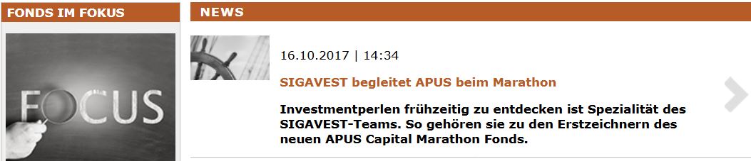Fundresearch: SIGAVEST begleitet APUS beim Marathon