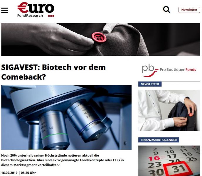 €uro FundResearch: SIGAVEST: Biotech vor dem Comeback?